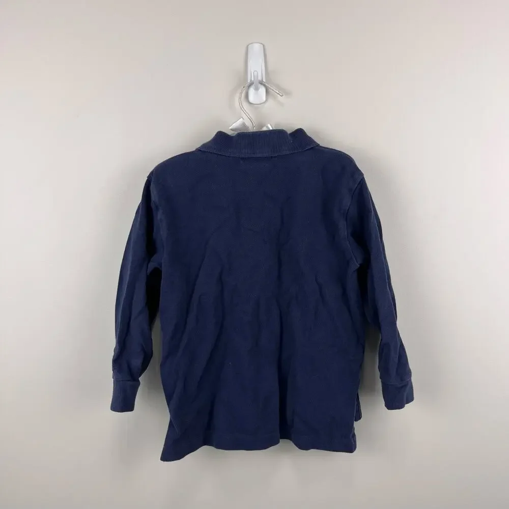 Ralph Lauren Boys Long Sleeve Knit Cotton Polo Shirt Navy Blue 3T